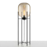 Industrial Living Room Amber Glass Oda Floor Lamp Image - 9