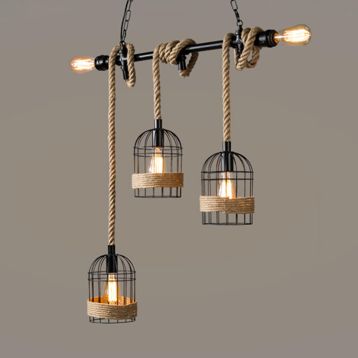 Industrial LOVE Design Rope Island Pendant Light Image - 11