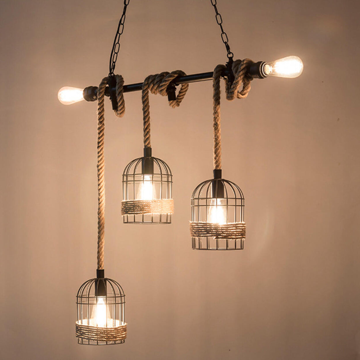 Industrial LOVE Design Rope Island Pendant Light Image - 12