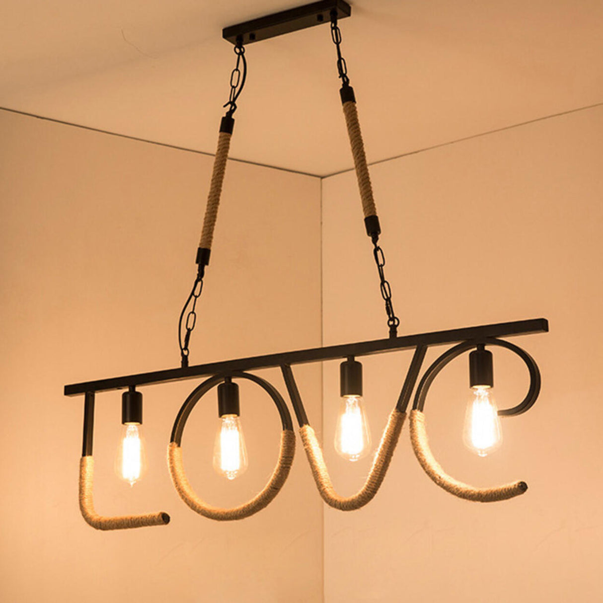 Industrial LOVE Design Rope Island Pendant Light Image - 14