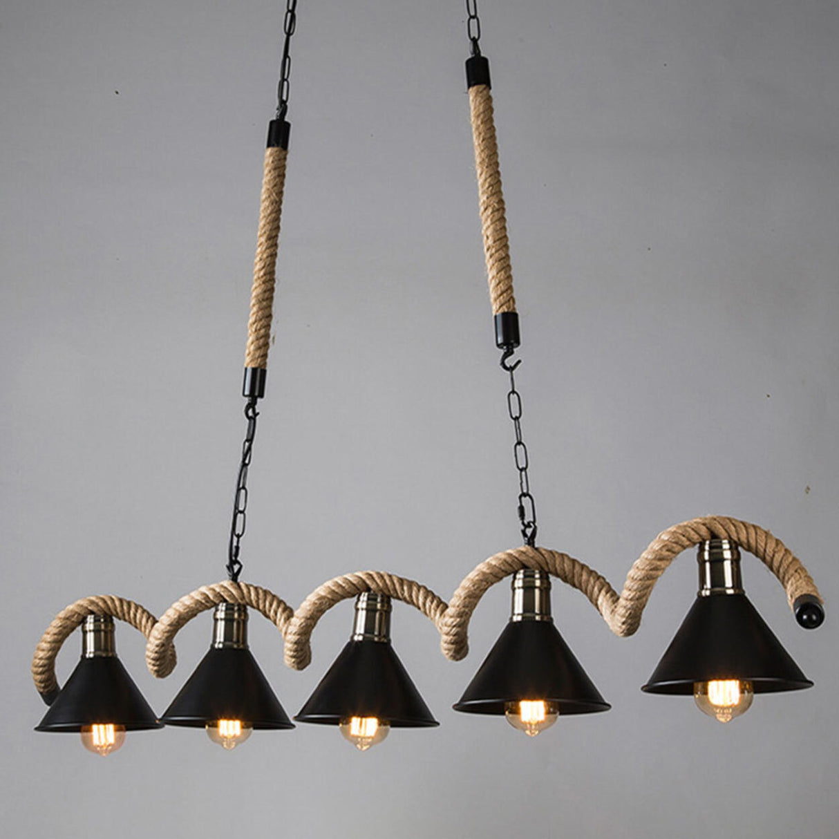 Industrial LOVE Design Rope Island Pendant Light Image - 16