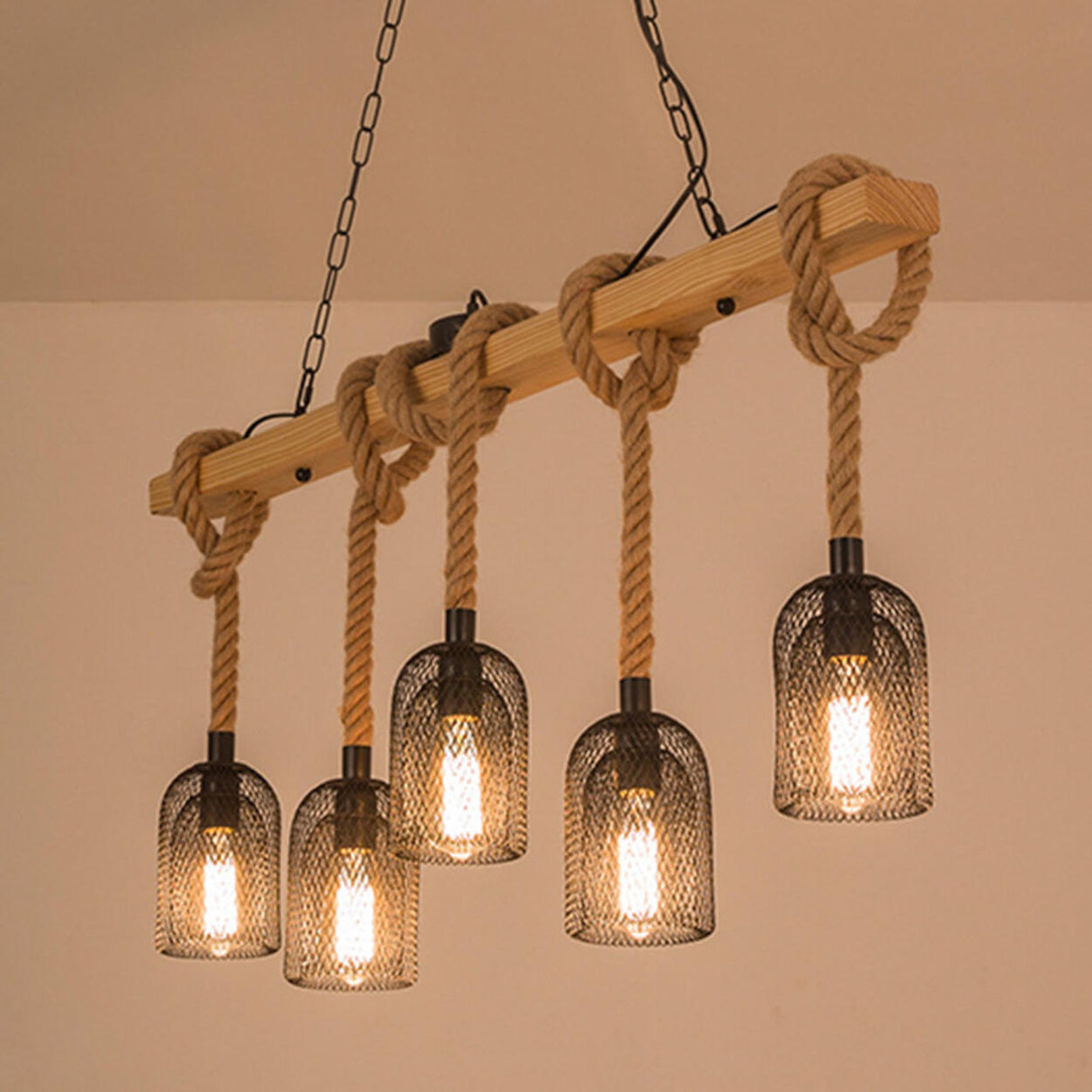 Industrial LOVE Design Rope Island Pendant Light Image - 17