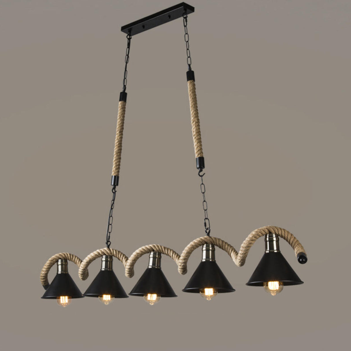 Industrial LOVE Design Rope Island Pendant Light Image - 6