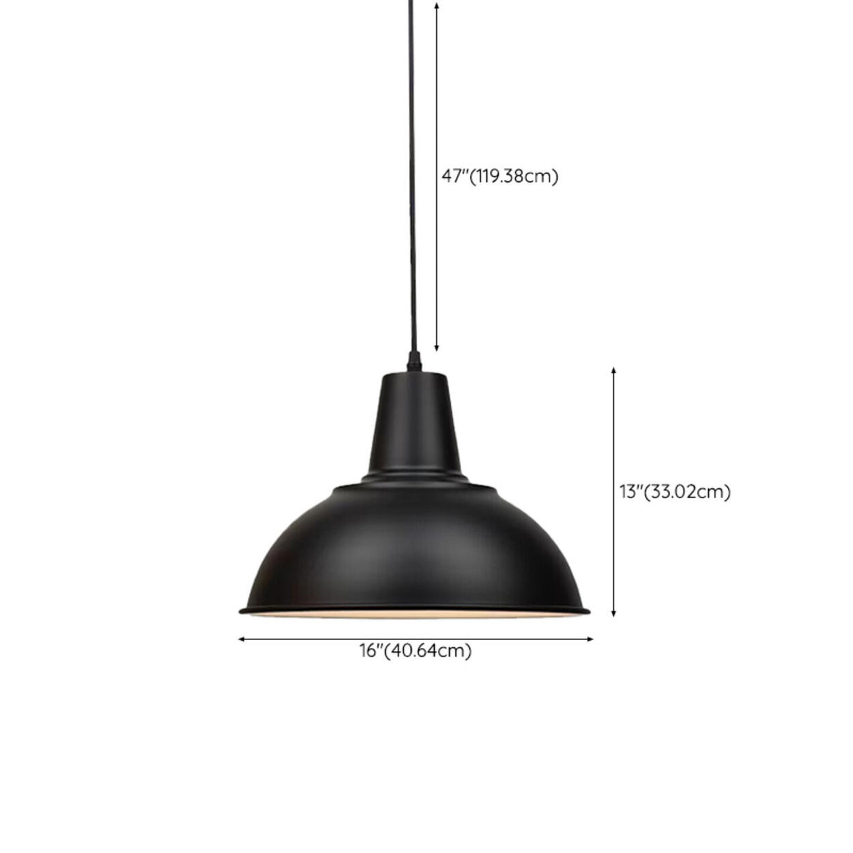 Industrial Matte Black Iron Dome Cone Pendant Light Image - 14