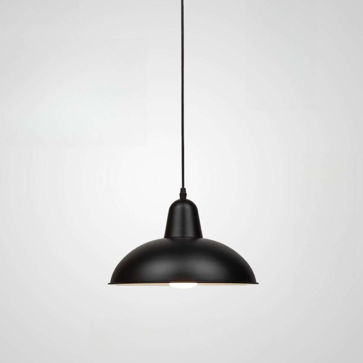 Industrial Matte Black Iron Dome Cone Pendant Light Image - 2