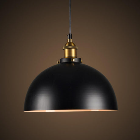 Industrial Matte Black Metal Dome Pendant Light Image - 1