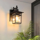 Industrial Metal  Black External Lantern Wall Sconce Image - 1