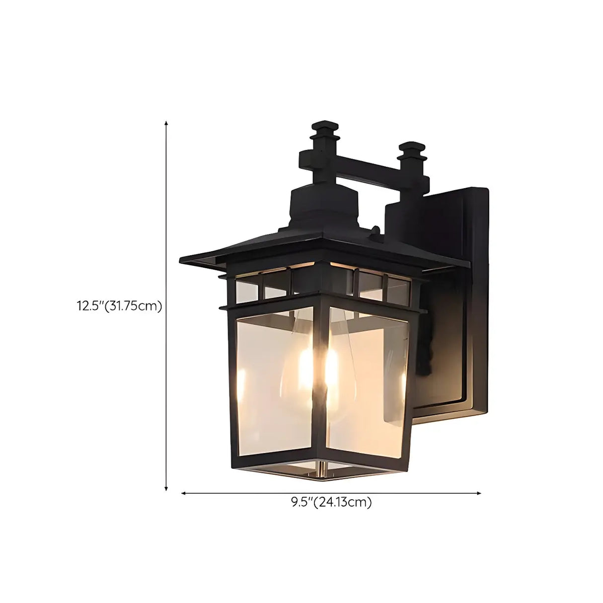 Industrial Metal  Black External Lantern Wall Sconce 