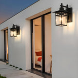 Industrial Metal  Black External Lantern Wall Sconce Image - 3