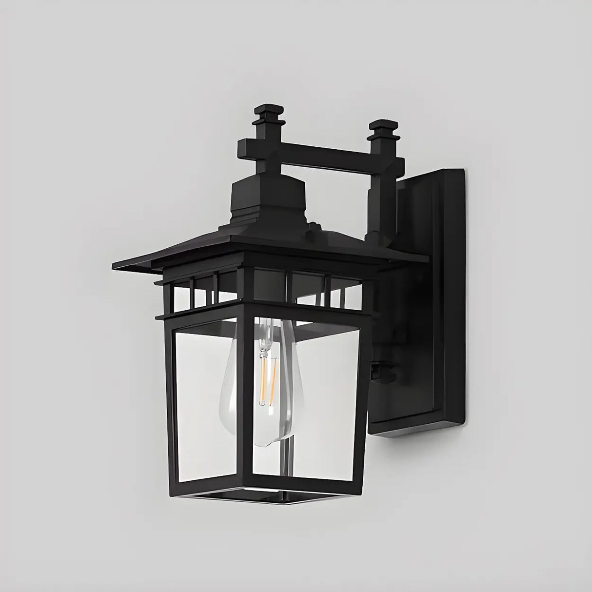 Industrial Metal  Black External Lantern Wall Sconce Image - 5