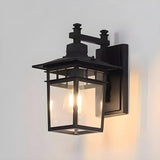 Industrial Metal  Black External Lantern Wall Sconce Image - 6