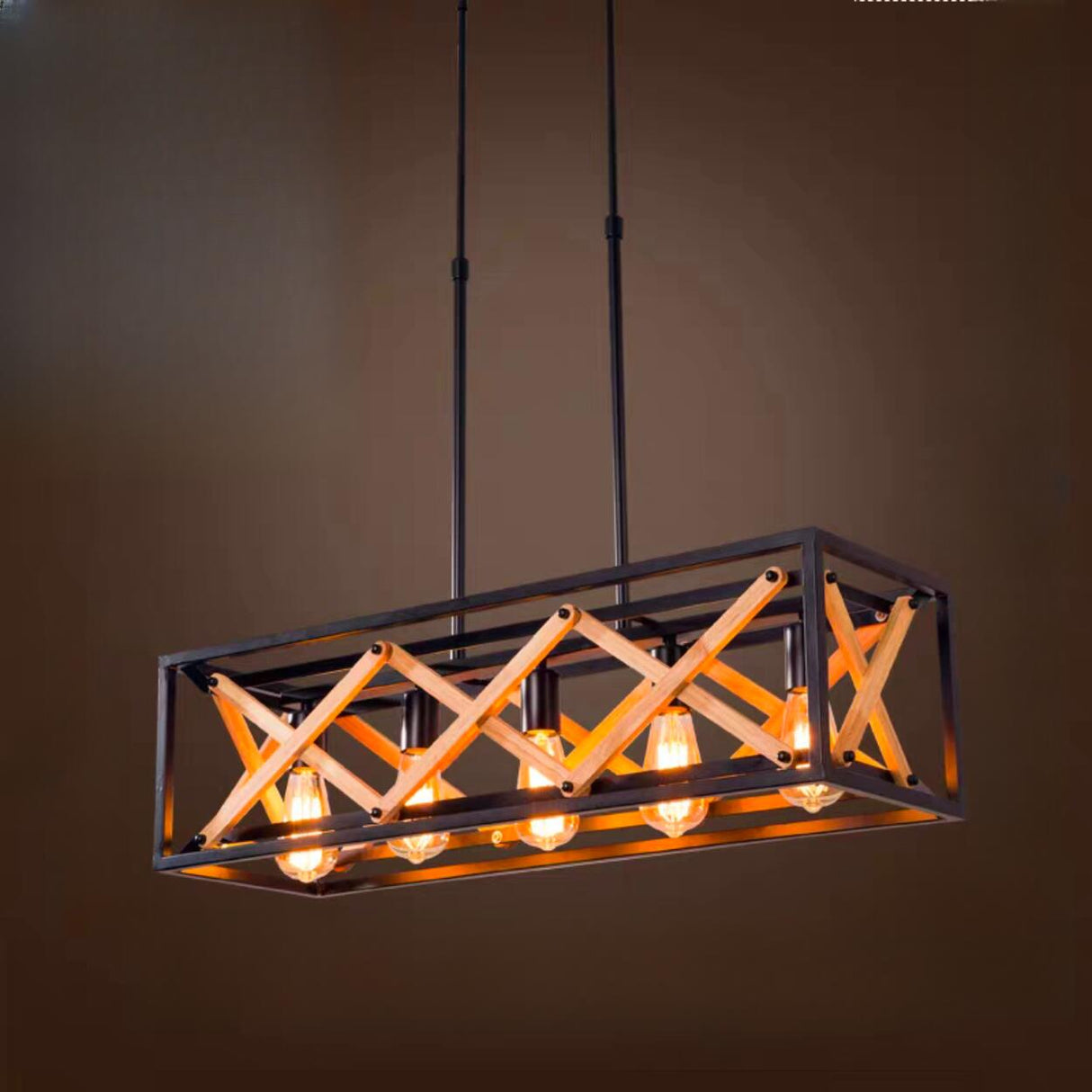 Industrial Metal Cage Kitchen Island Pendant Light Image - 2