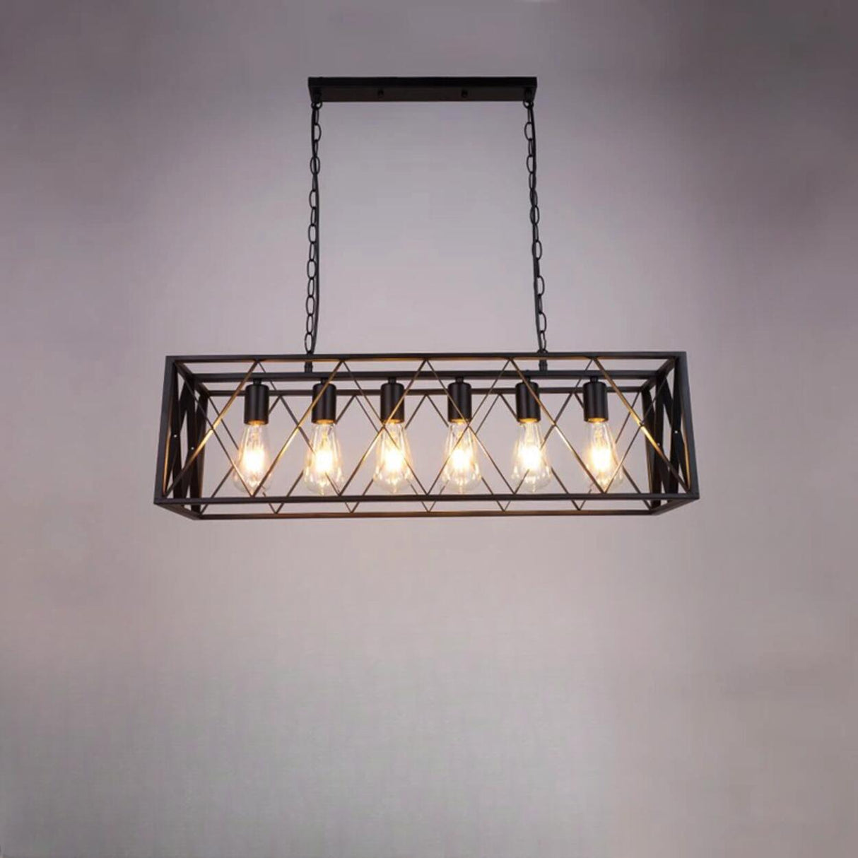 Industrial Metal Cage Kitchen Island Pendant Light Image - 5