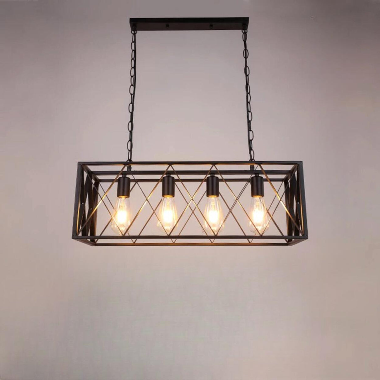 Industrial Metal Cage Kitchen Island Pendant Light Image - 7