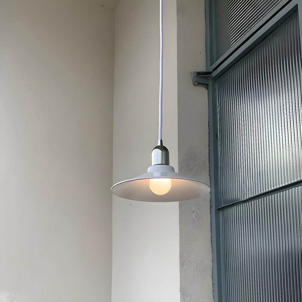 Industrial Metal Chrome Cone White Bedroom Pendant Light Image - 3