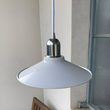 Industrial Metal Chrome Cone White Bedroom Pendant Light Image - 9