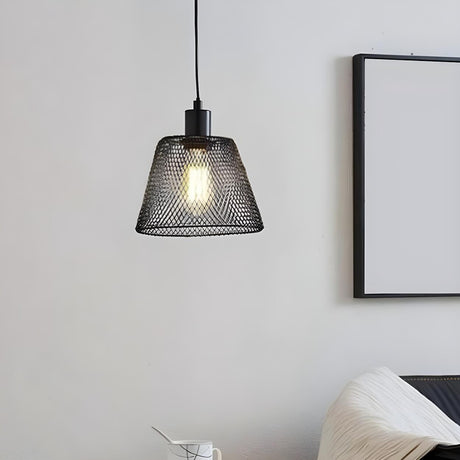 Industrial Metal Mesh Pendant Light Adjustable Height Image - 2