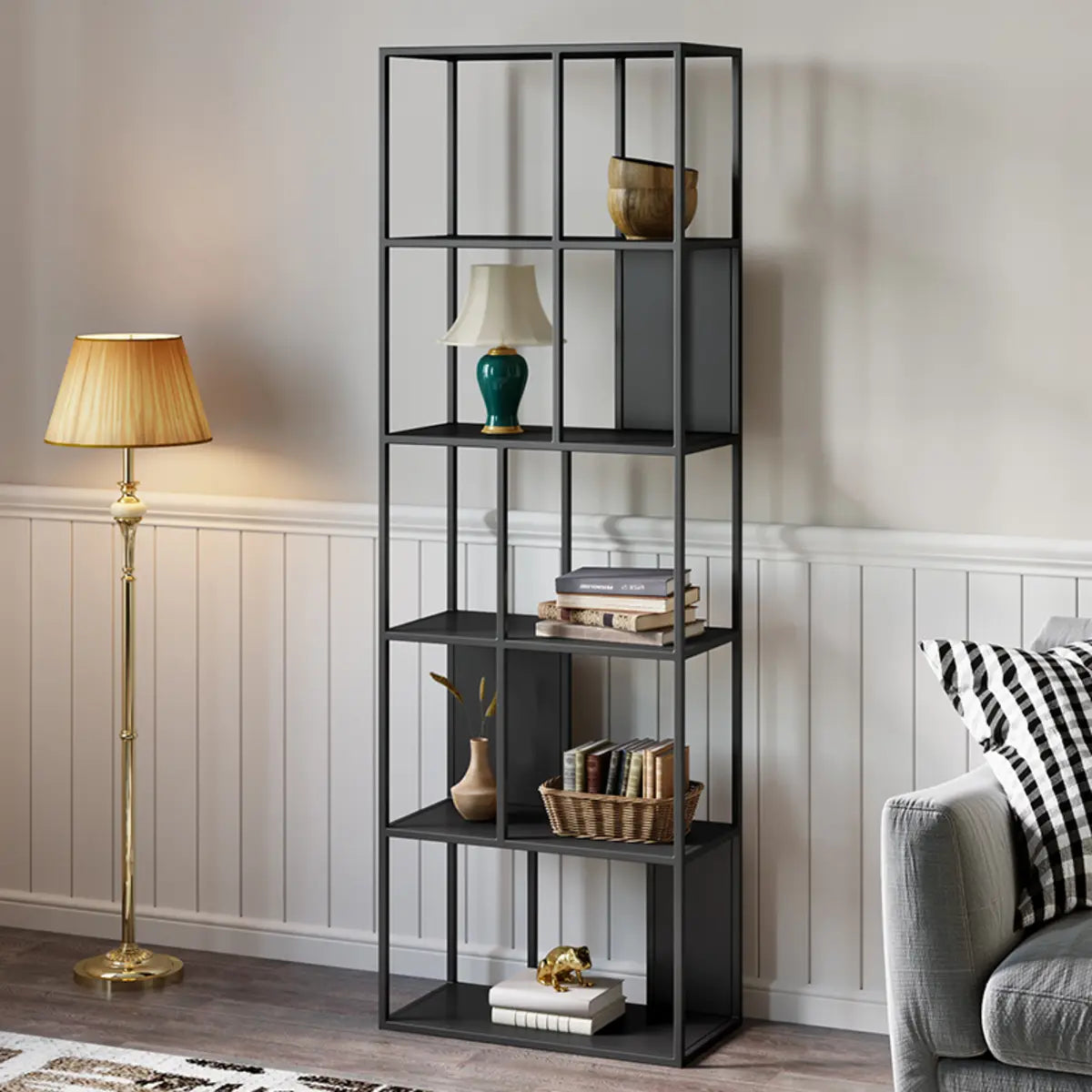 Industrial Metal Open Black Etagere Display Bookcases Image - 3