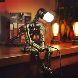 Industrial Metal Pipe Robot Bedroom Decor Table Lamp Image - 2