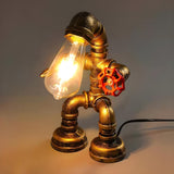 Industrial Metal Pipe Robot Bedroom Decor Table Lamp Image - 7