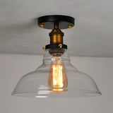 Industrial Mini Barn Clear Glass Semi-Flush Mount Light Image - 1