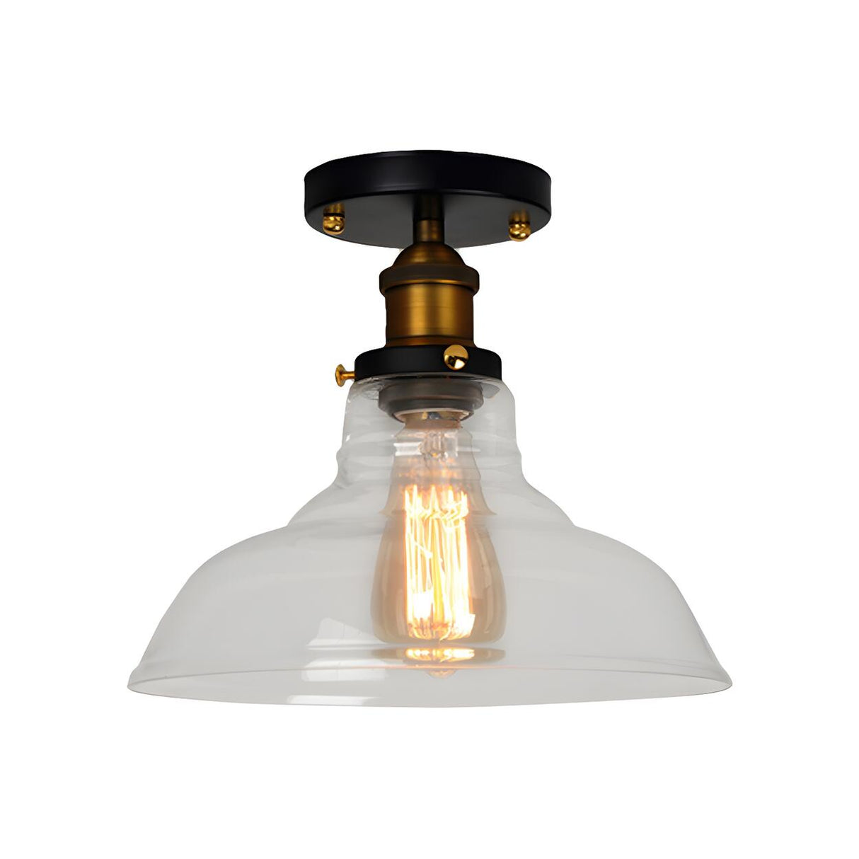 Industrial Mini Barn Clear Glass Semi-Flush Mount Light Image - 4