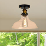 Industrial Mini Barn Clear Glass Semi-Flush Mount Light Image - 8