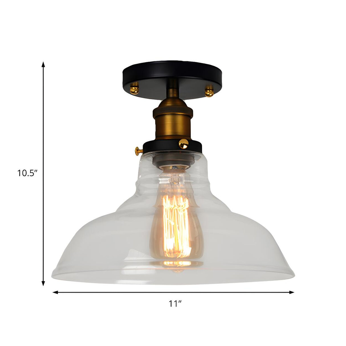 Industrial Mini Barn Clear Glass Semi-Flush Mount Light 