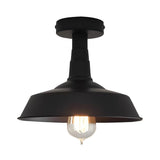 Industrial Mini Black Iron Barn Semi-Flush Mount Light Image - 2