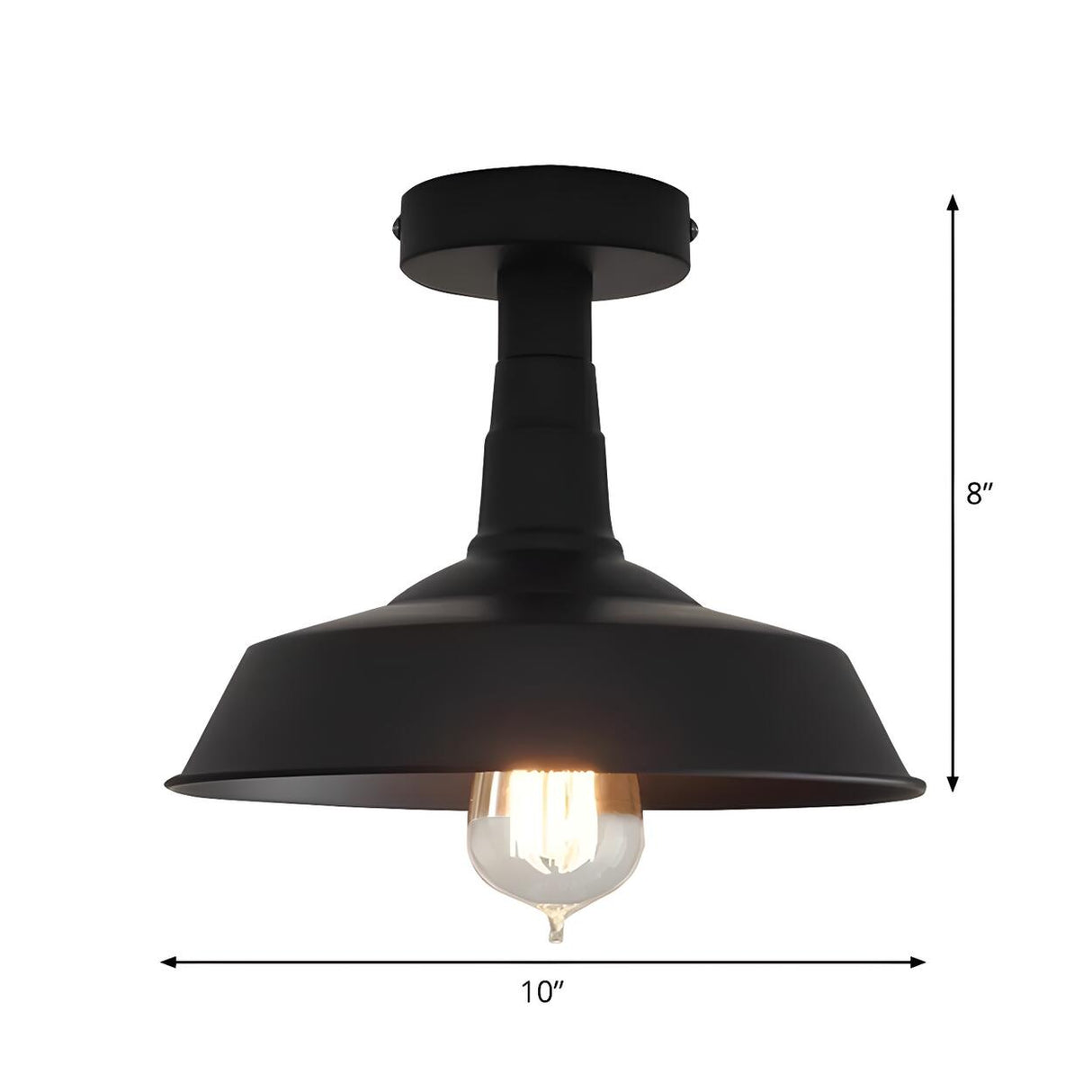 Industrial Mini Black Iron Barn Semi-Flush Mount Light Image - 4