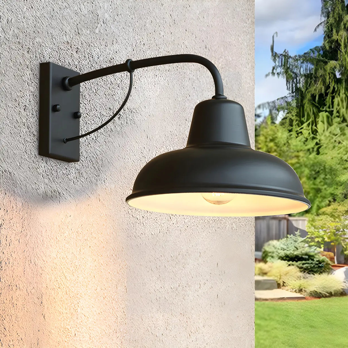 Industrial Mini Black Metal External Dome Wall Lamp Image - 1