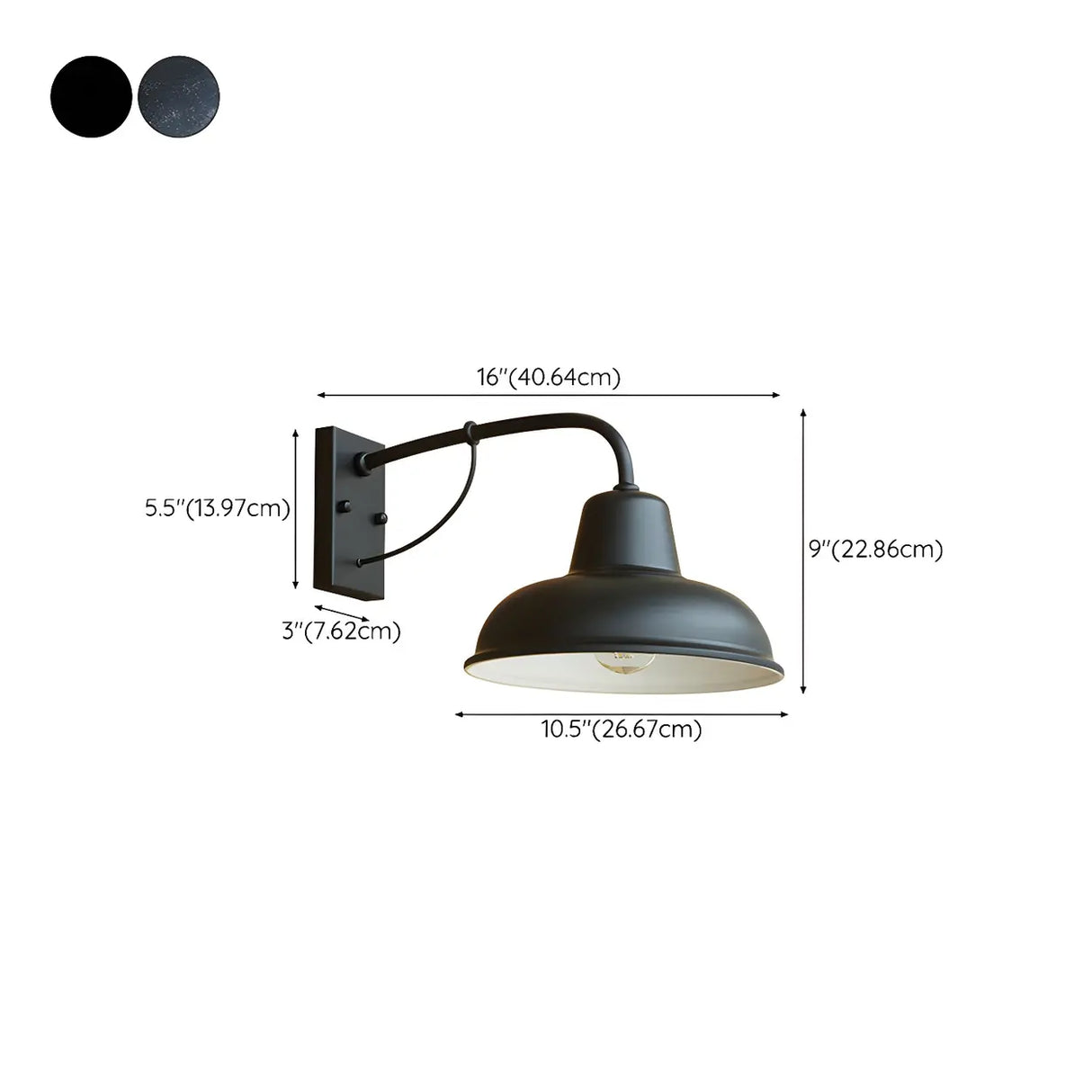 Industrial Mini Black Metal External Dome Wall Lamp 