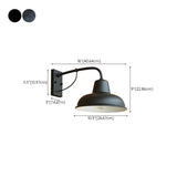 Industrial Mini Black Metal External Dome Wall Lamp #size