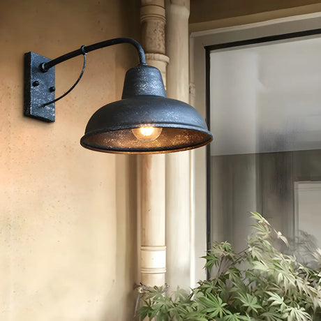 Industrial Mini Black Metal External Dome Wall Lamp Image - 2