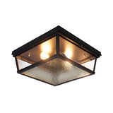 Industrial Mini Black Square Glass Flush Mount Light Image - 2