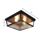 Industrial Mini Black Square Glass Flush Mount Light Image - 4