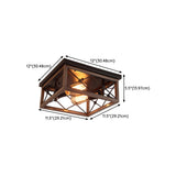 Industrial Mini Iron Square Flush Mount Light 2-Light #size