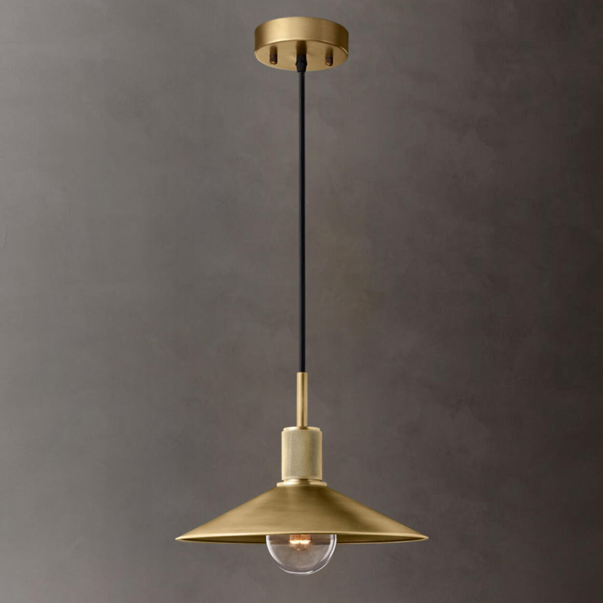 Industrial Mini Metallic Brass Cone Pendant Light Image - 6