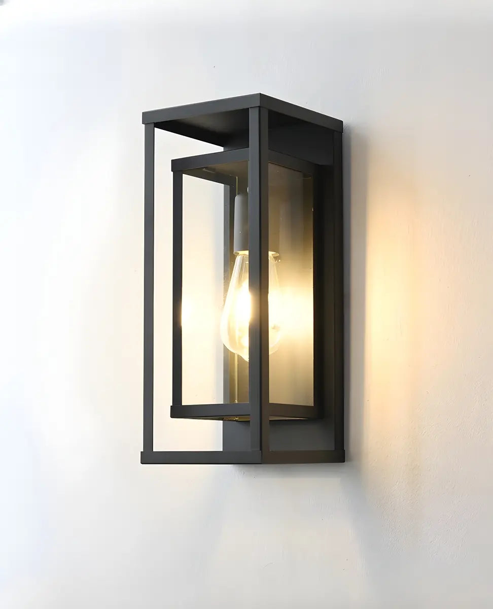 Industrial Mini Rectangular Glass Wall Light Black Image - 11