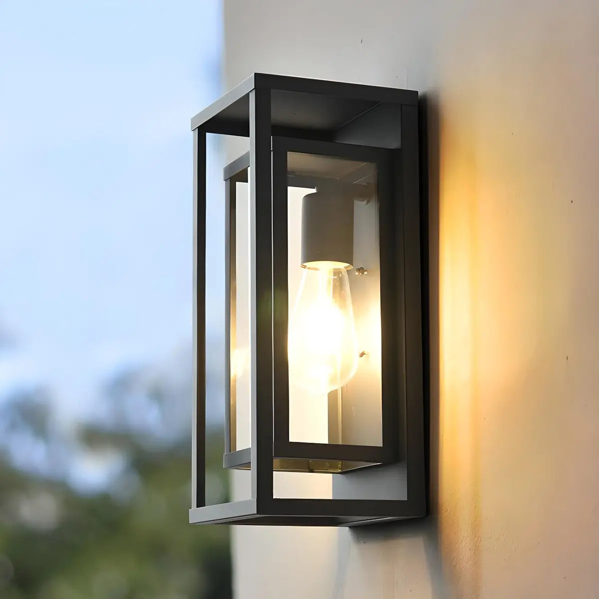 Industrial Mini Rectangular Glass Wall Light Black Image - 3