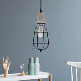 Industrial Mini Rustic Metal Cage Dining Table Pendant Light Image - 2