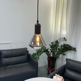 Industrial Modern Crackled Cone Glass Pendant Light Image - 2