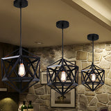 Industrial Modern Geometric Black Metal Pendant Light Image - 2