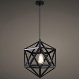 Industrial Modern Geometric Black Metal Pendant Light Image - 6