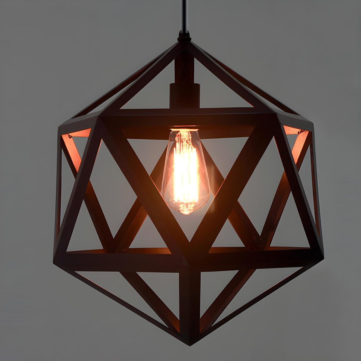 Industrial Modern Geometric Black Metal Pendant Light Image - 7