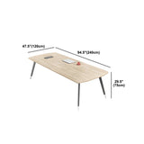 Industrial Natural Finish Curved Conference Desk for 10 #size