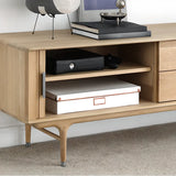 Industrial Oak Wood Enclosed Storage Long TV Stand Image - 11