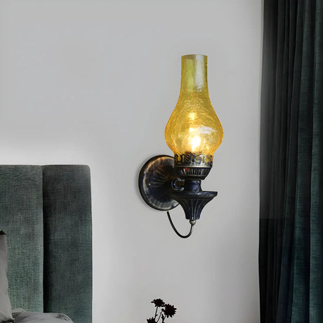 Industrial Oil Lamp Style Glass Exterior Wall Sconce Image - 2