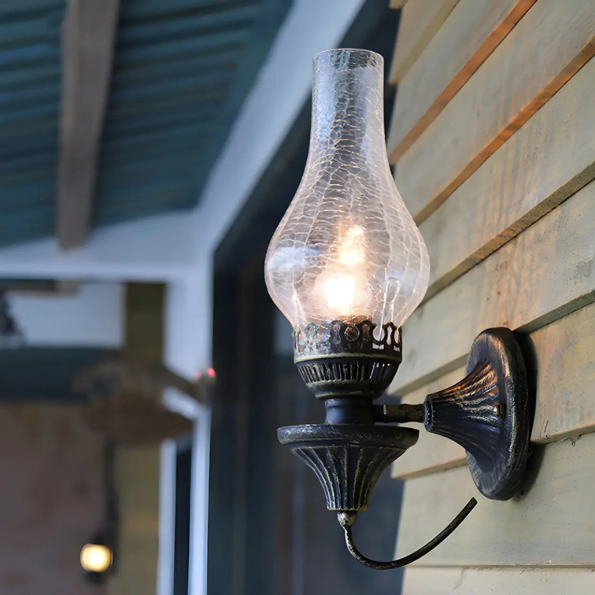 Industrial Oil Lamp Style Glass Exterior Wall Sconce Image - 4