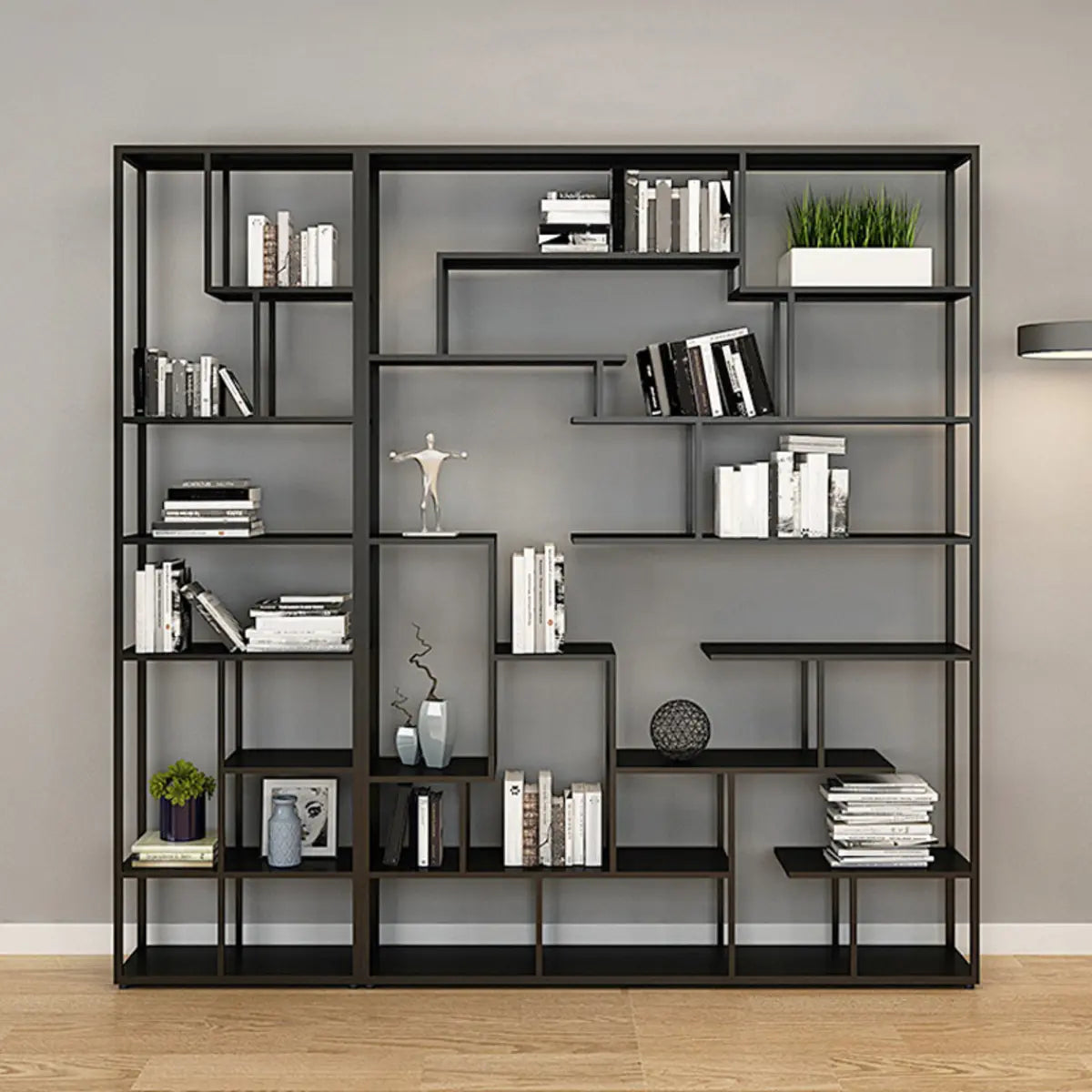 Industrial Open Metal Black Large Display Bookcase Image - 1